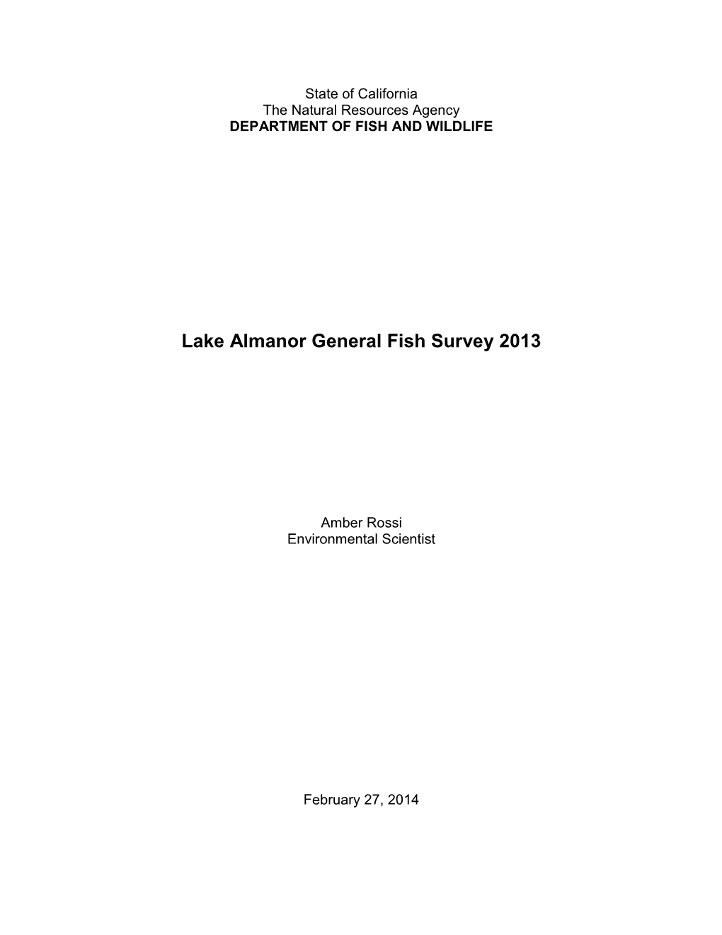 Lake Almanor General Fish Survey 2013