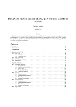 Design and Implementation of XNU Port of Lustre Client File System