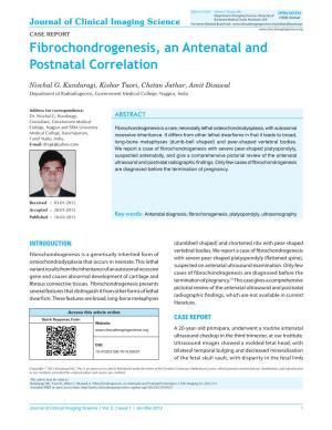 Fibrochondrogenesis, an Antenatal and Postnatal Correlation