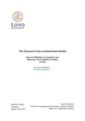 The Hyakunin Isshu Translated Into Danish
