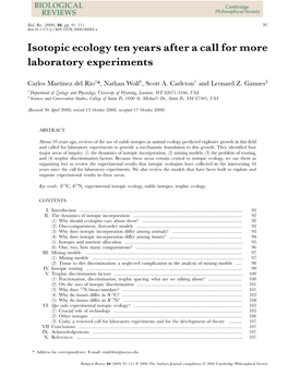 Isotopic Ecology Ten Years After a Call for More Laboratory Experiments