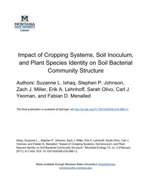 Impact of Cropping Systems, Soil Inoculum, and Plant Species Identity on Soil Bacterial Community Structure