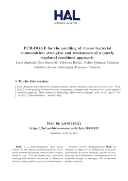 PCR-DGGE for the Profiling of Cheese Bacterial