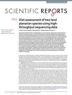 Diet Assessment of Two Land Planarian Species Using High-Throughput Sequencing Data