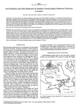 Anvil Boulders and Lithic Reduction on Southern Victoria Island, Northwest Territories JACK BRINK’