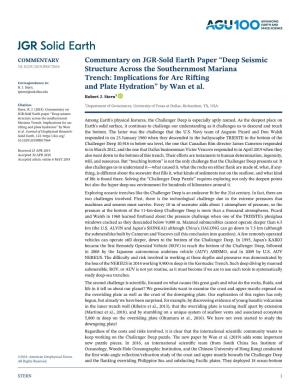 Commentary on JGR-Sold Earth Paper Deep Seismic Structure Across the Southernmost Mariana Trench