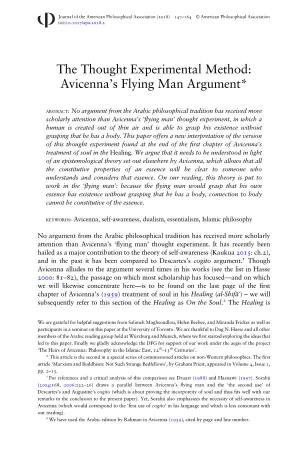 Avicenna's Flying Man Argument