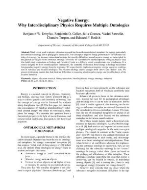Negative Energy: Why Interdisciplinary Physics Requires Multiple Ontologies