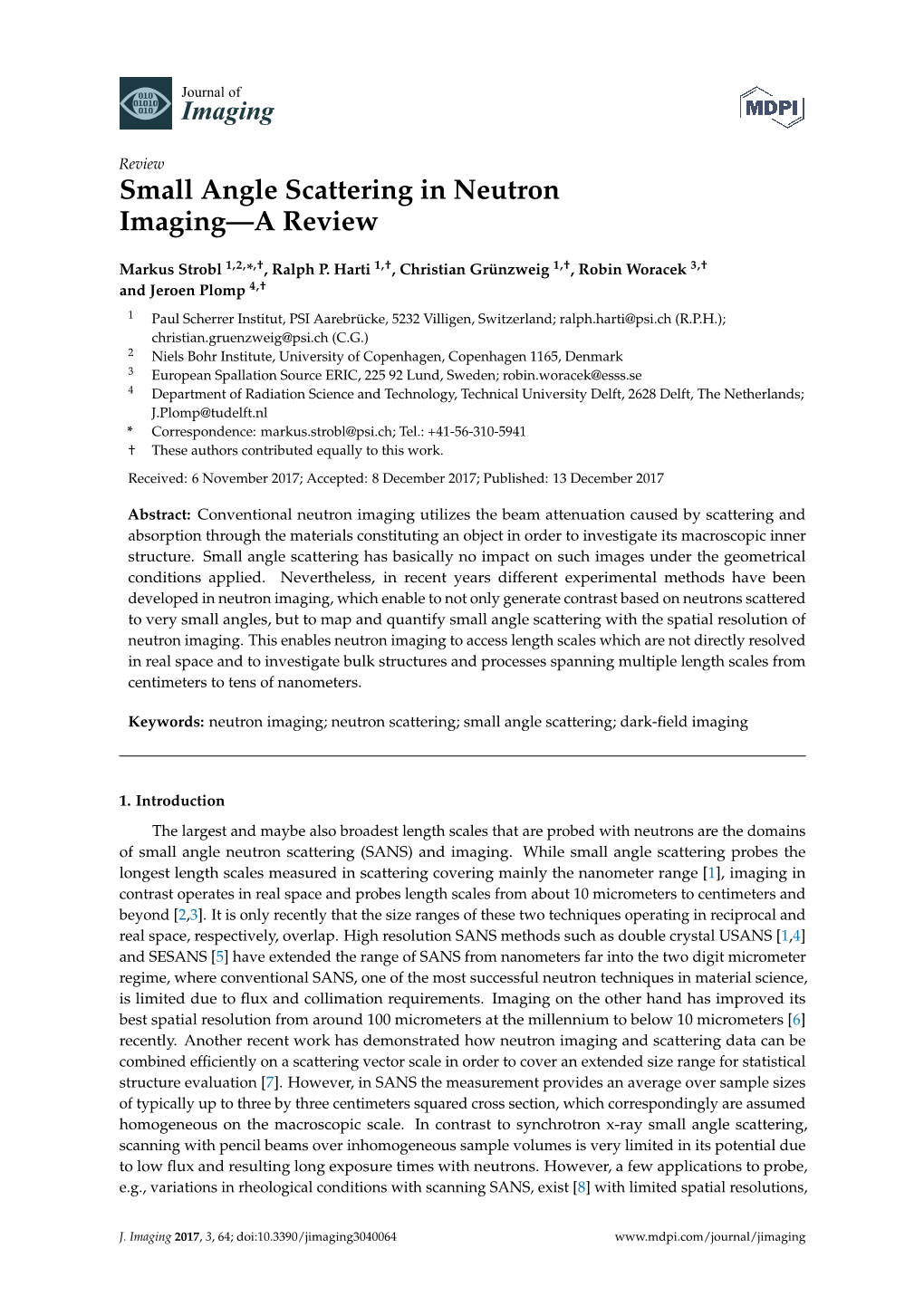 Small Angle Scattering in Neutron Imaging—A Review