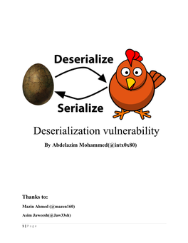 Deserialization Vulnerability by Abdelazim Mohammed(@Intx0x80)