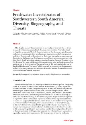 Freshwater Invertebrates of Southwestern South America: Diversity, Biogeography, and Threats Claudio Valdovinos Zarges, Pablo Fierro and Viviana Olmos