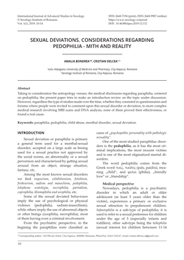 Sexual Deviations. Considerations Regarding Pedophilia - Mith and Reality