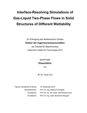 Interface-Resolving Simulations of Gas-Liquid Two-Phase Flows in Solid Structures of Different Wettability