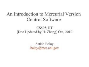 An Introduction to Mercurial Version Control Software