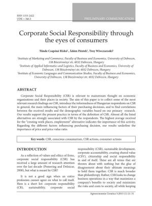 Corporate Social Responsibility Through the Eyes of Consumers