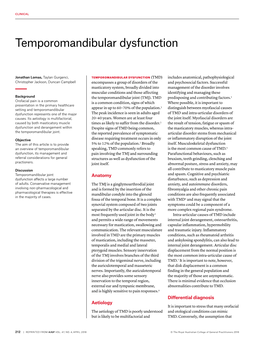 Temporomandibular Dysfunction