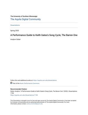 A Performance Guide to Keith Gates's Song Cycle, the Barren One