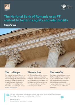 The National Bank of Romania Uses FT Content to Foster Its Agility and Adaptability Ft.Com/Group