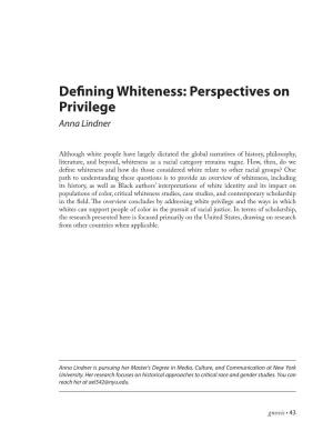 Defining Whiteness: Perspectives on Privilege