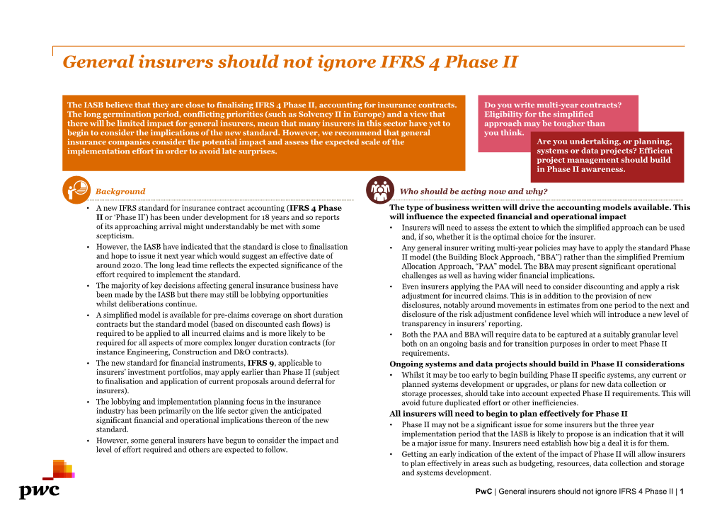 General Insurers Should Not Ignore IFRS 4 Phase II