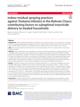 Indoor Residual Spraying Practices Against Triatoma Infestans in The