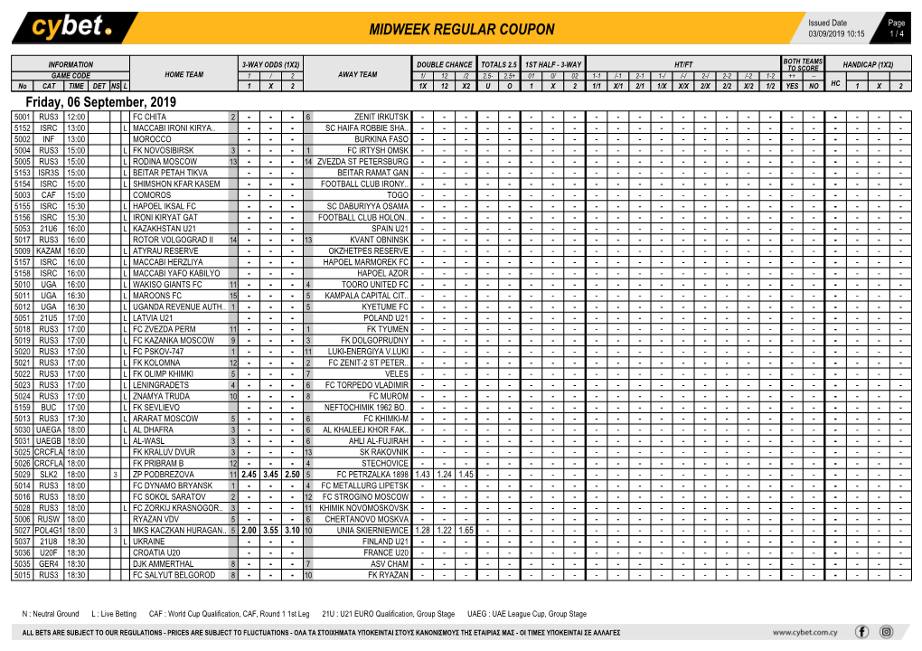 Midweek Regular Coupon 03/09/2019 10:15 1 / 4