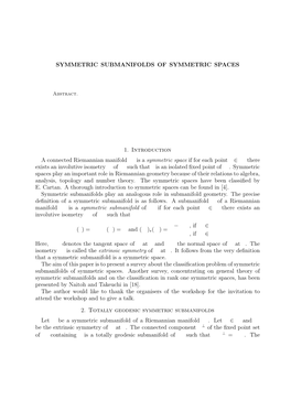 Symmetric Submanifolds of Symmetric Spaces 11