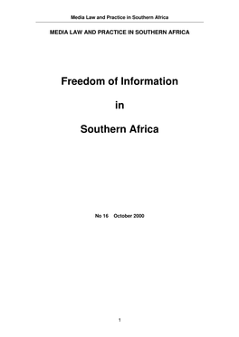 Freedom of Information in Southern Africa