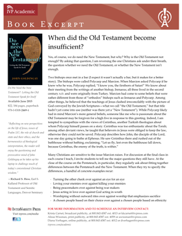 When Did the Old Testament Become Insufficient?
