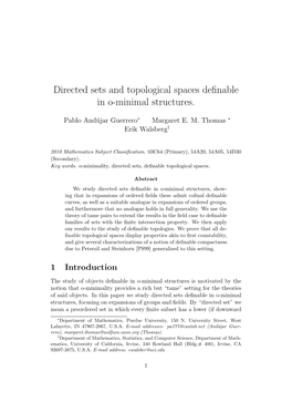 Directed Sets and Topological Spaces Definable in O-Minimal Structures