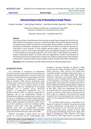 Characterizing Levels of Reasoning in Graph Theory