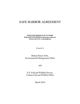 Draft Safe Harbor Agreement