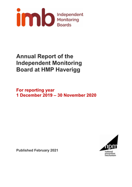 Annual Report of the Independent Monitoring Board at HMP Haverigg