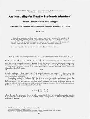 An Inequality for Doubly Stochastic Matrices*