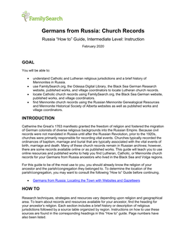 Germans from Russia: Church Records