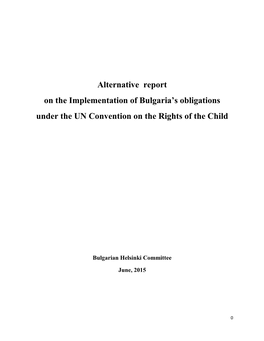 Alternative Report on the Implementation of Bulgaria's