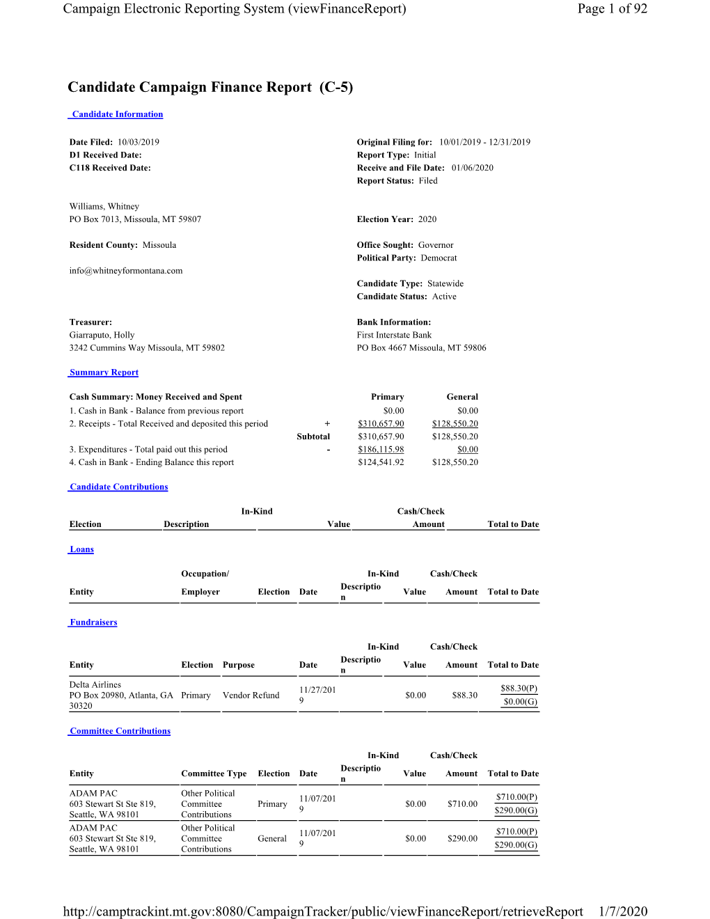 Candidate Campaign Finance Report (C-5)