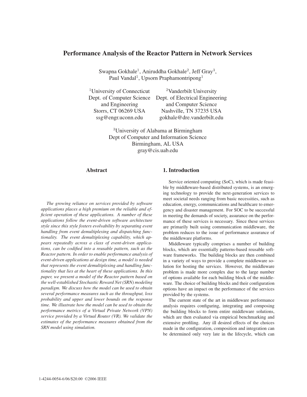 Performance Analysis of the Reactor Pattern in Network Services