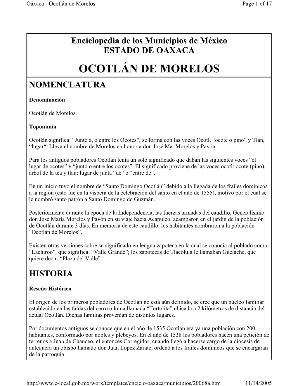 Ocotlán De Morelos Page 1 of 17
