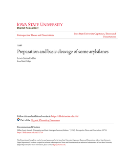 Preparation and Basic Cleavage of Some Arylsilanes Lewis Samuel Miller Iowa State College