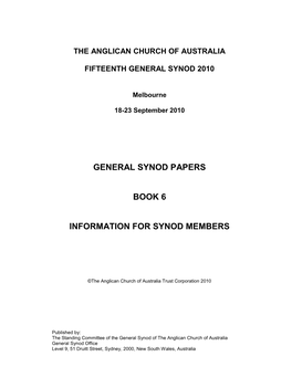 Information for Synod Members