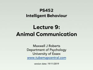 Lecture 9: Animal Communication