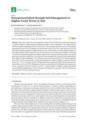 Entrepreneurialism Through Self-Management in Afghan Guest Towns in Iran