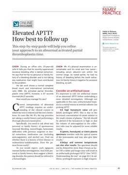 Elevated APTT? How Best to Follow Up