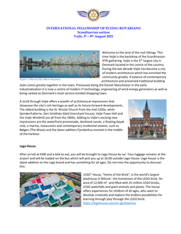 INTERNATIONAL FELLOWSHIP of FLYING ROTARIANS Scandinavian Section Vejle, 5H – 8Th August 2021