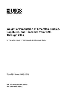 Weight of Production of Emeralds, Rubies, Sapphires, and Tanzanite from 1995 Through 2005