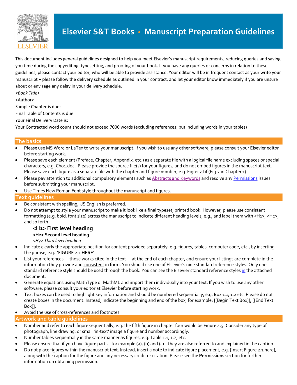 Elsevier S&T Books • Manuscript Preparation Guidelines