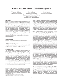 Cilos: a CDMA Indoor Localization System