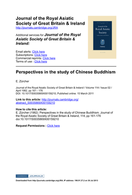 Journal of the Royal Asiatic Society of Great Britain & Ireland Perspectives