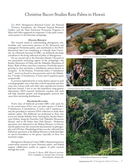 Christine Bacon Studies Rare Palms in Hawaii